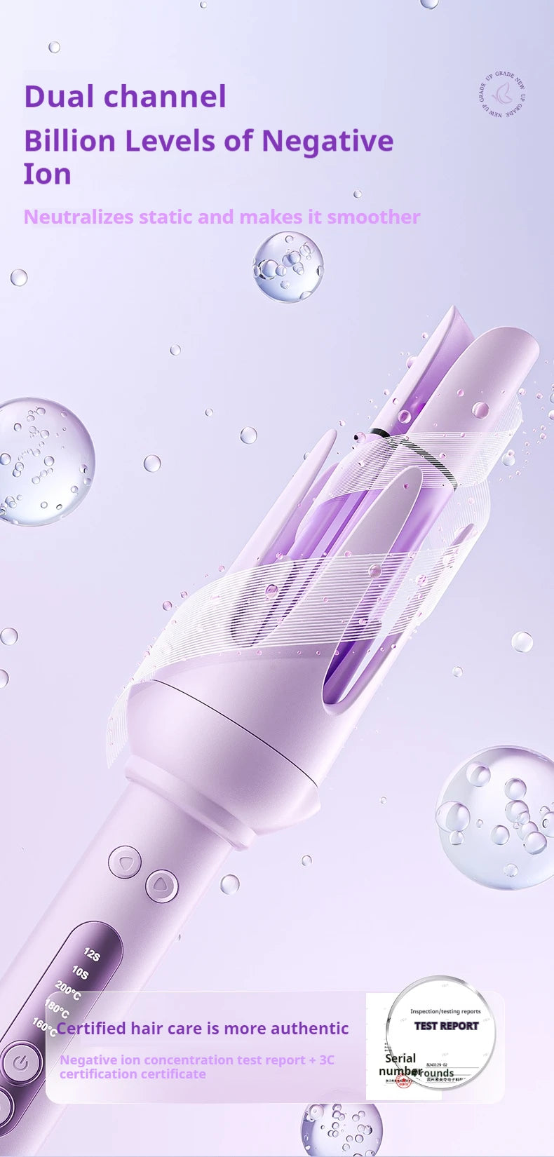 Automatic Curling Iron 4 in 1 Hair Styler 32MM Curling Wand with Negative Ion Auto Rotating Hair Curler for Waves Straightening