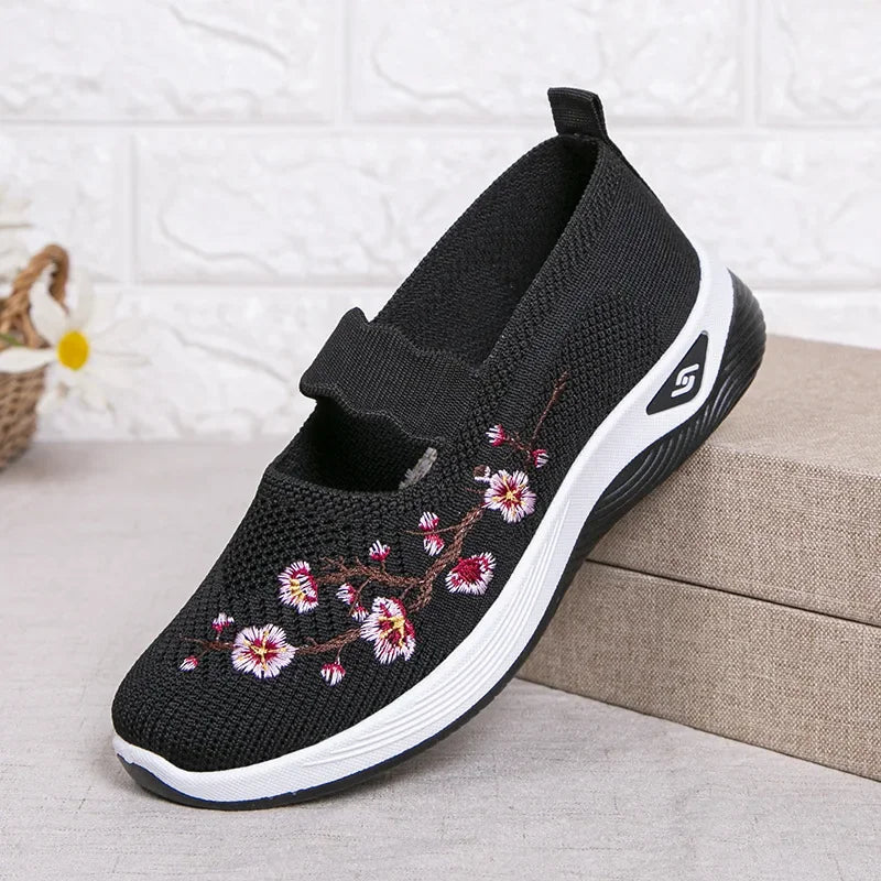 Women's Shoes 2025 Summer Casual Sneakers Breathable Embroidered Chunky Sole Affordable Free Shipping