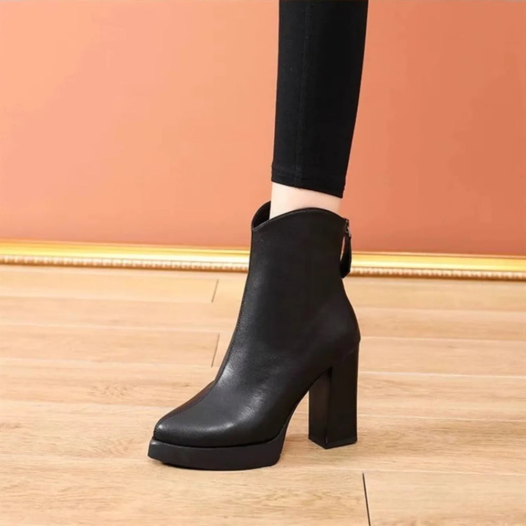 2025 New Women's Shoes Fashion Platform Boots Ladies High Quality Luxury Women Leather Boots Super High Heels Zapatos De Mujer