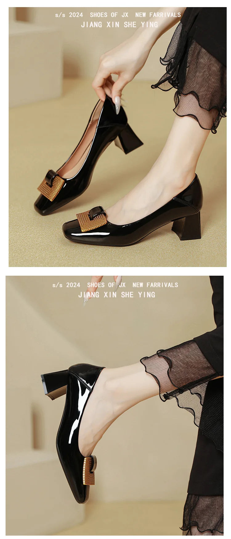 Women's Shoes 2025 New Summer Thick Heels Non Slip High Heels Women Square Head Elegant Middle Wedding Pumps High Quality