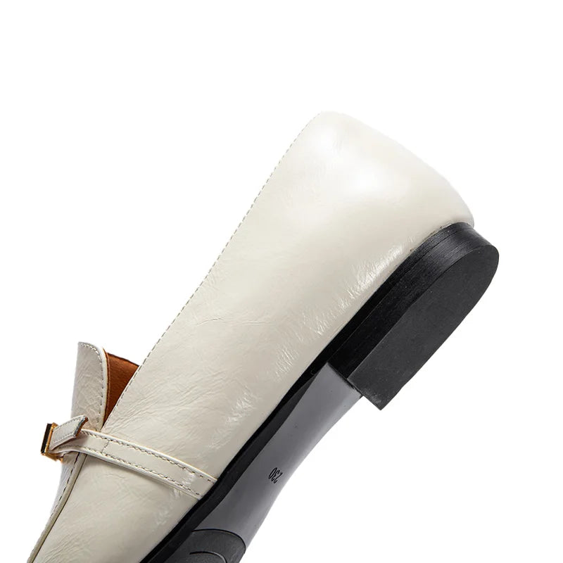 Women Shoes  Luxury Elegant Female Balance Shoes Square Toe Design Casual Ladies Low Heel Soft Soled Leather Shoes