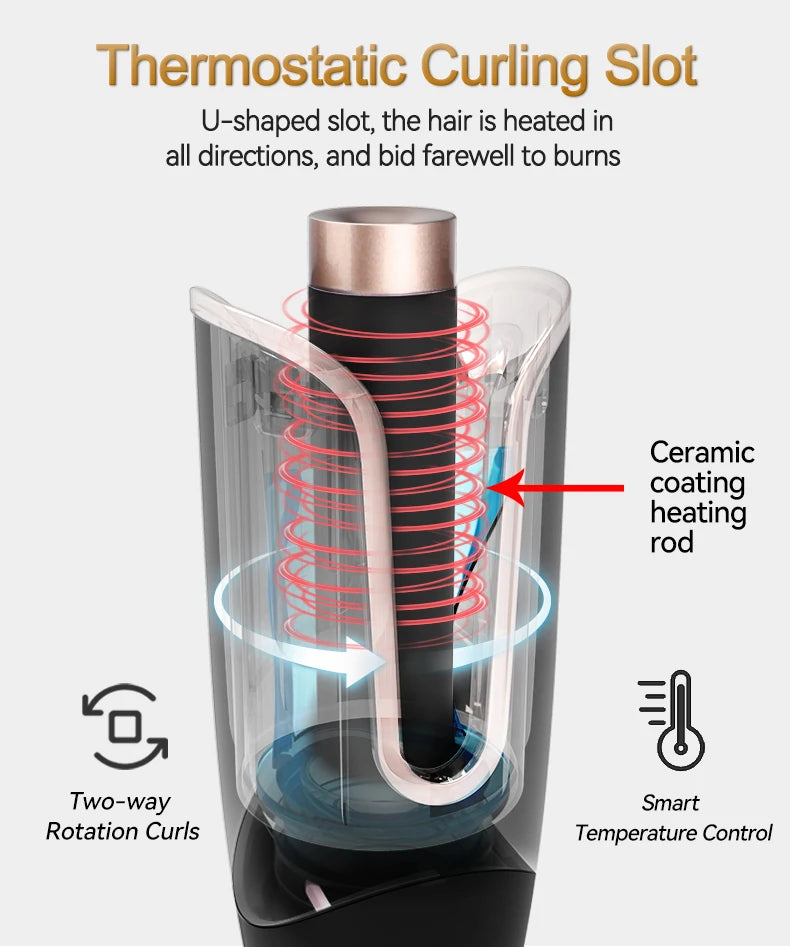 Auto Rotating Ceramic Hair Curler Automatic Curling Iron Styling Tool Hair Iron Curling Wand Air Spin and Curl Curler Hair Waver