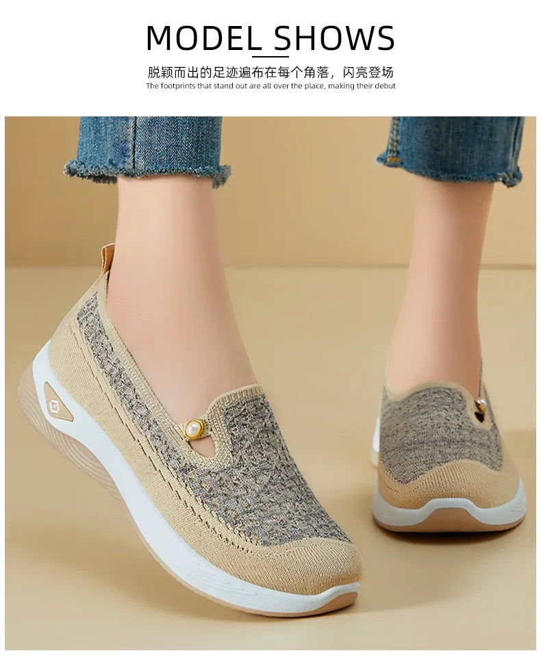 Women's shoes 2025 Spring and Autumn casual fashion soft sole lightweight single shoe women's breathable mother's shoes