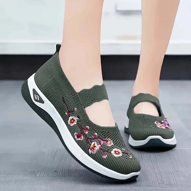 Women's Shoes 2025 Summer Casual Sneakers Breathable Embroidered Chunky Sole Affordable Free Shipping