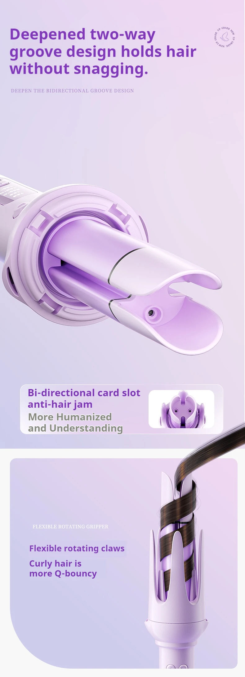 Automatic Curling Iron 4 in 1 Hair Styler 32MM Curling Wand with Negative Ion Auto Rotating Hair Curler for Waves Straightening